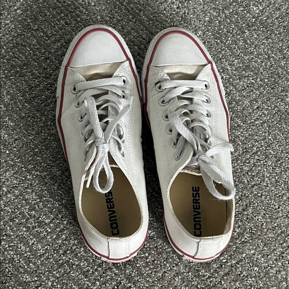 Converse White Sneakers with Red Accents
